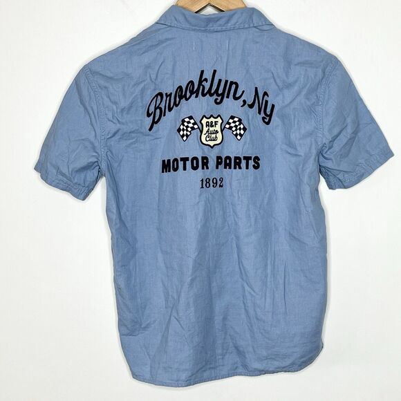 Abercrombie & Fitch New York Work Shirt Kids Boys 11/12 Y2K Auto Club - Picture 5 of 7